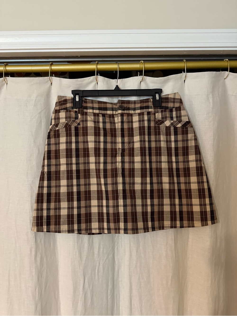 White Stag Brown and tan Plaid Mini Skort 90s preppy/grunge Size 10, EUC